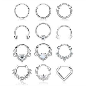 12pc Surgical Steel Septum Rings Set